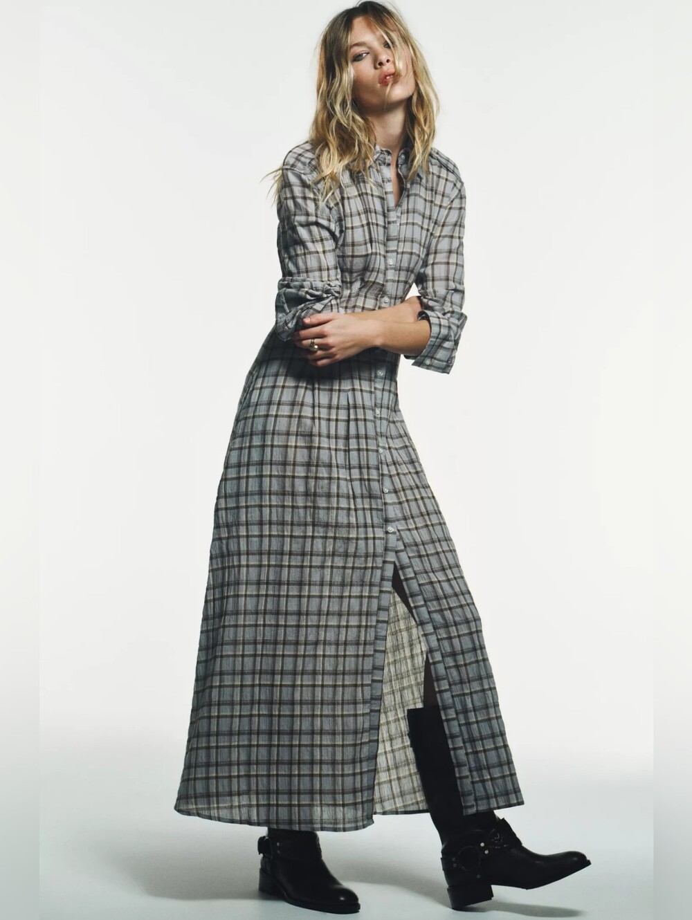 ZARA PLAID SHIRT DRESS